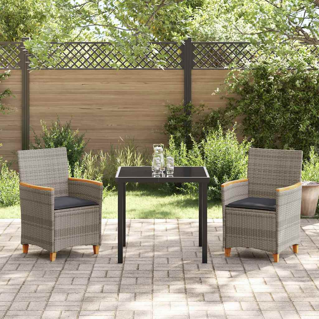 Have Spisebordssæt 3 pcs Grå polyrattan