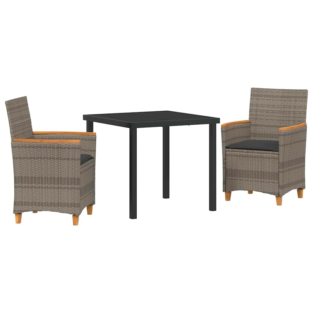 Have Spisebordssæt 3 pcs Grå polyrattan
