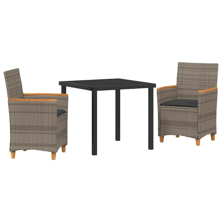Have Spisebordssæt 3 pcs Grå polyrattan
