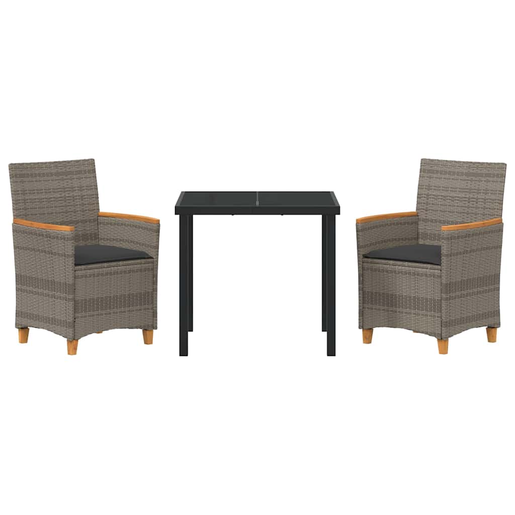 Have Spisebordssæt 3 pcs Grå polyrattan
