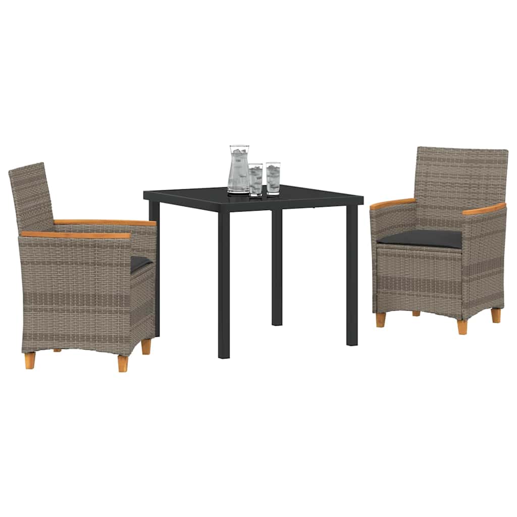 Have Spisebordssæt 3 pcs Grå polyrattan