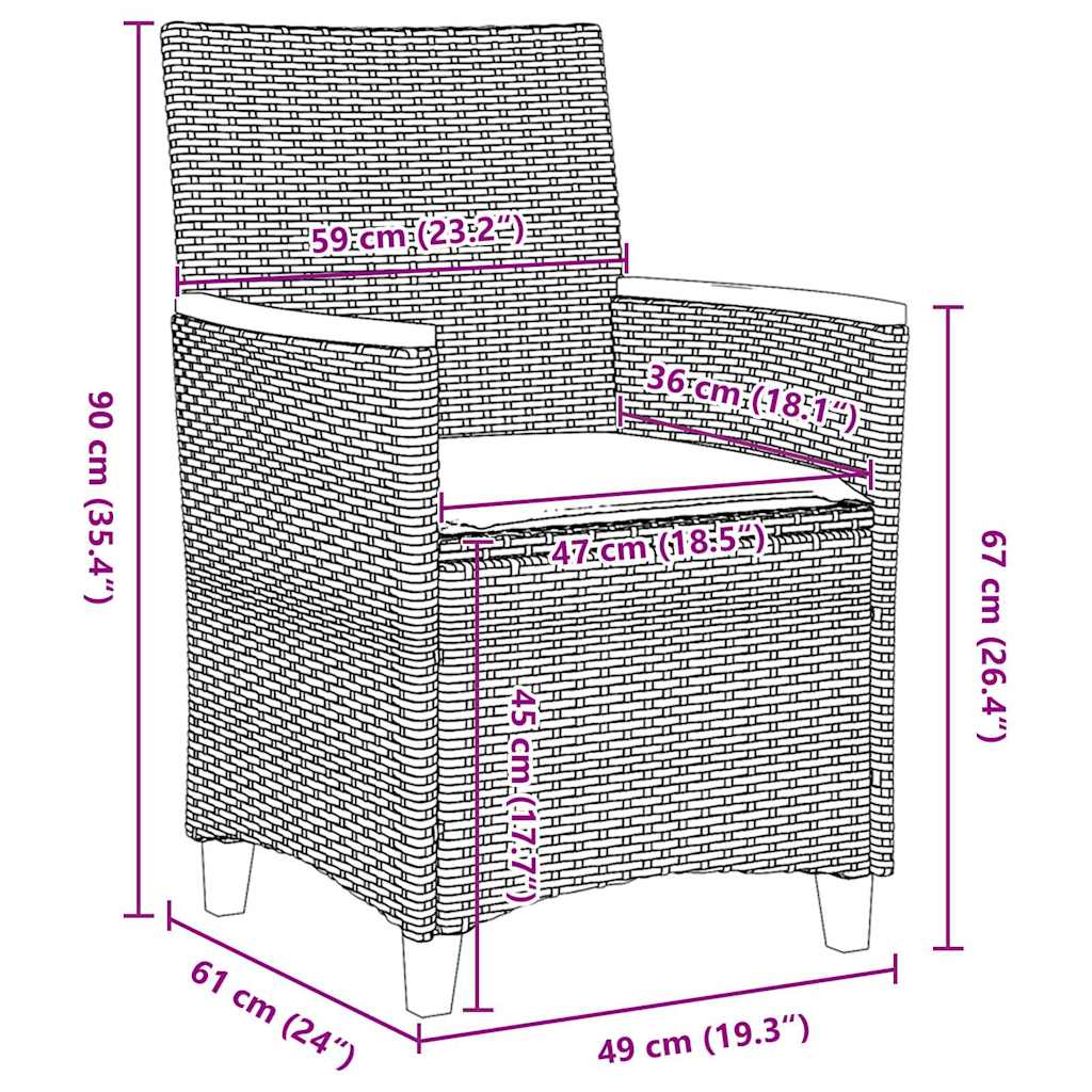 Have Spisebordssæt 3 pcs Grå polyrattan