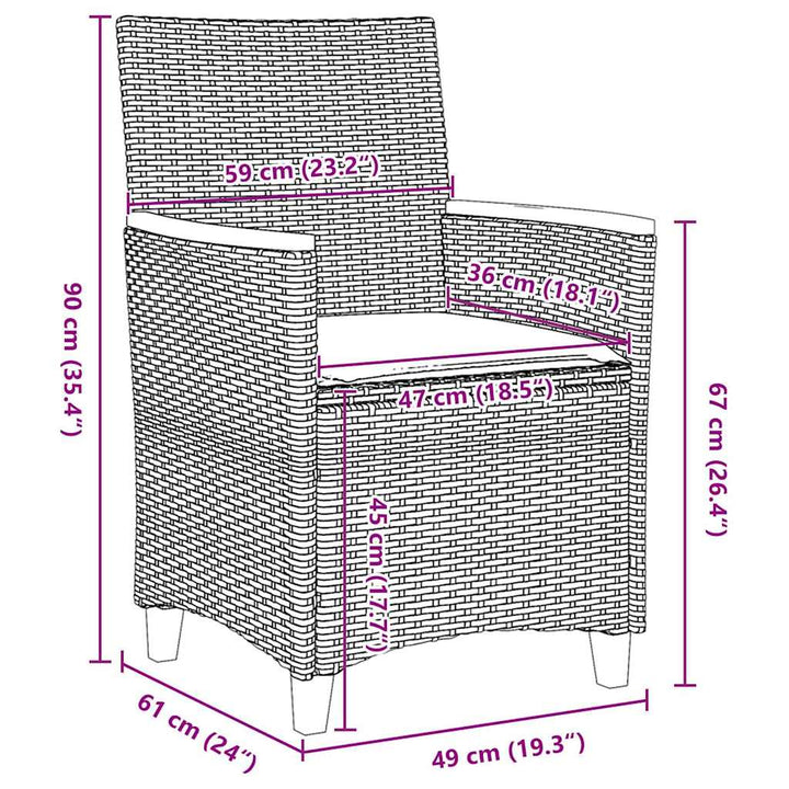 Have Spisebordssæt 3 pcs Grå polyrattan