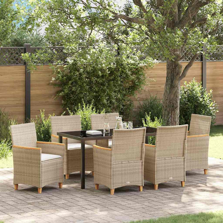 Have Spisebordssæt 7 pcs Beige polyrattan
