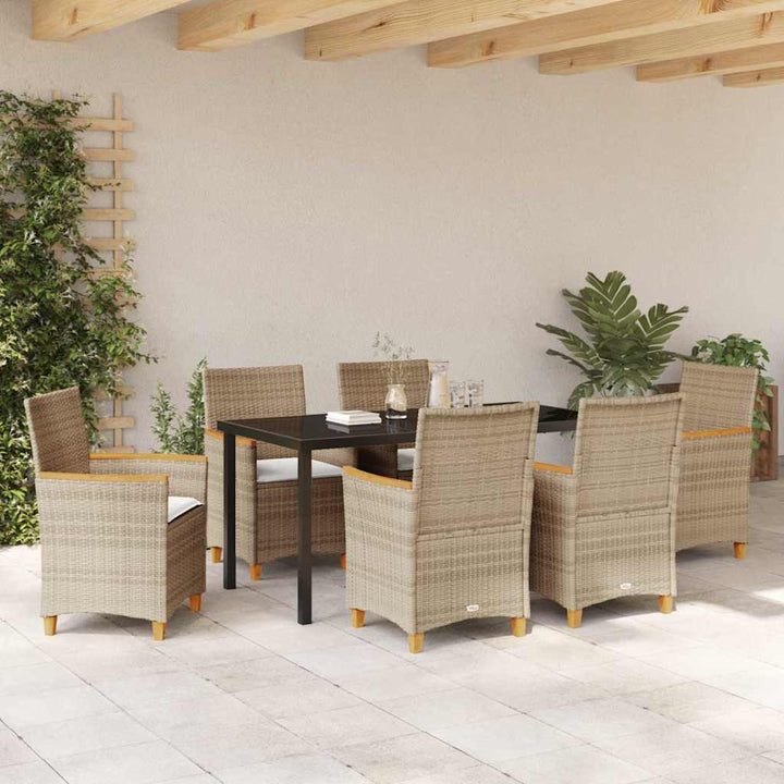Have Spisebordssæt 7 pcs Beige polyrattan