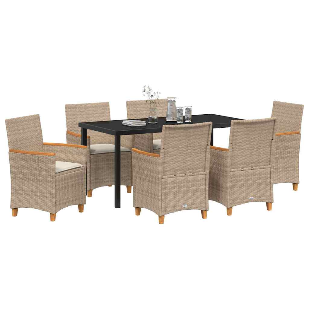 Have Spisebordssæt 7 pcs Beige polyrattan