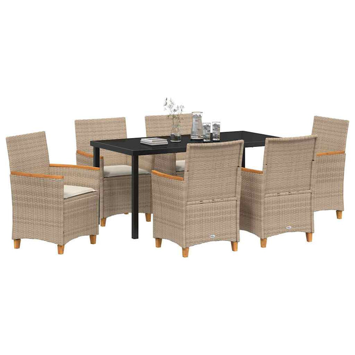 Have Spisebordssæt 7 pcs Beige polyrattan