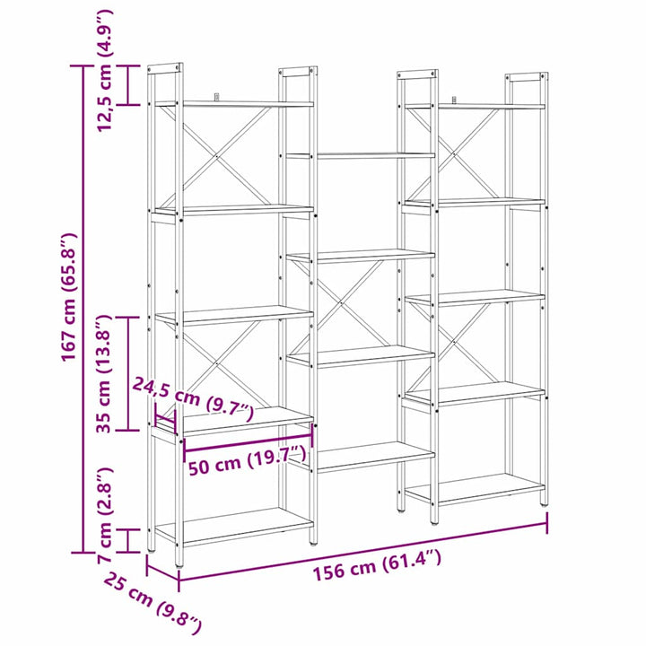 Bogreol Gammelt træ 156 x 25 x 167.5 cm Konstrueret træ