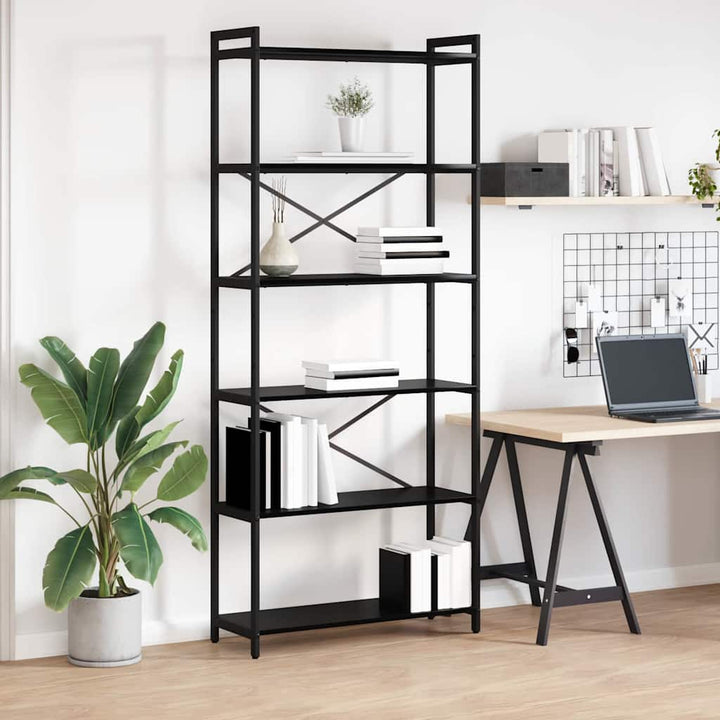 Bogreol Sort eg 80 x 30 x 188 cm Konstrueret træ