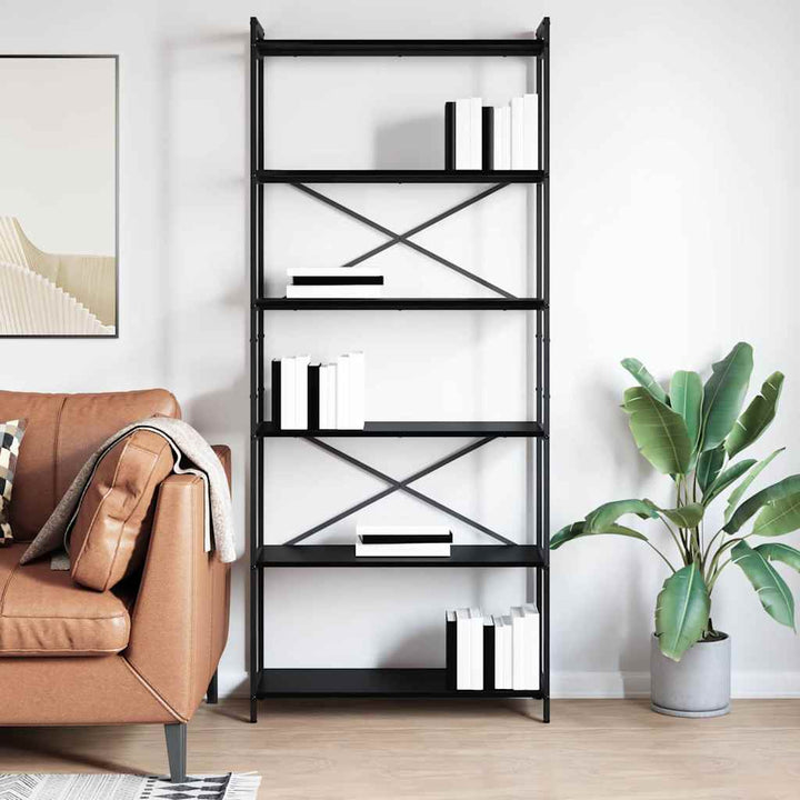 Bogreol Sort eg 80 x 30 x 188 cm Konstrueret træ