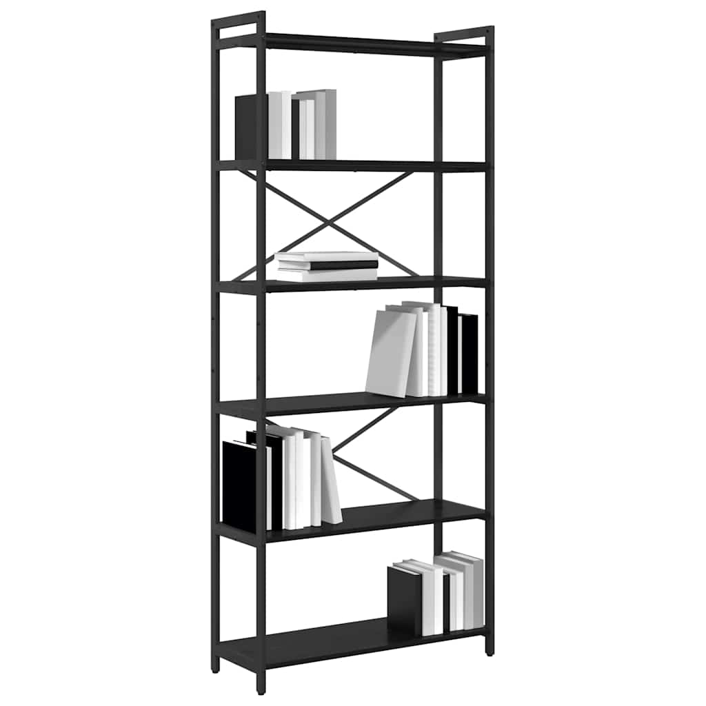 Bogreol Sort eg 80 x 30 x 188 cm Konstrueret træ