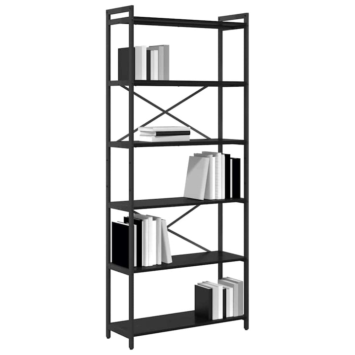 Bogreol Sort eg 80 x 30 x 188 cm Konstrueret træ