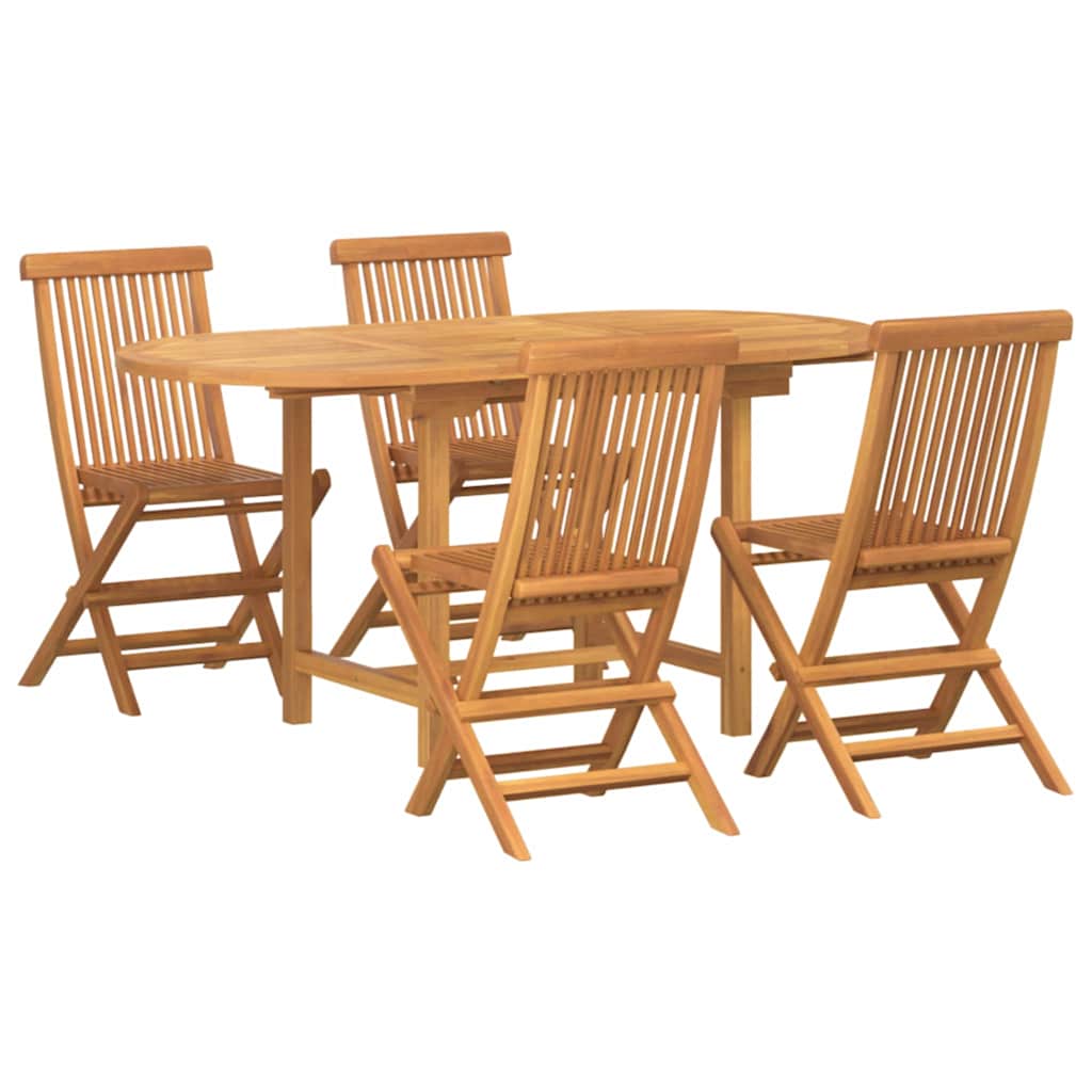 Have Spisebordssæt 5 pcs Brun 160 x 80 x 75 cm Massivt teaktræ
