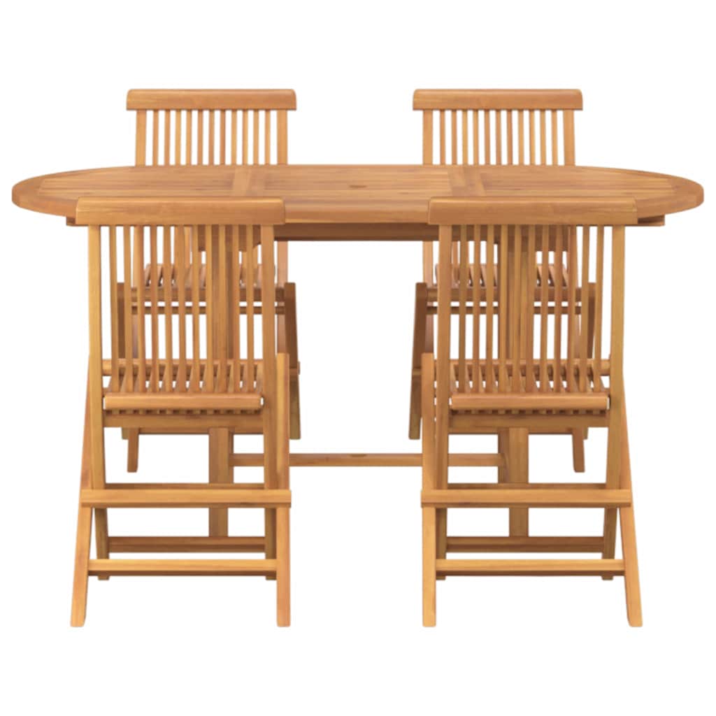 Have Spisebordssæt 5 pcs Brun 160 x 80 x 75 cm Massivt teaktræ