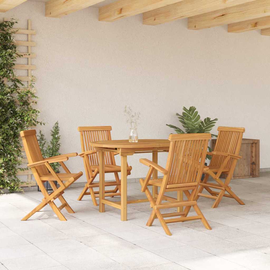 Have Spisebordssæt 5 pcs Brun 160 x 80 x 75 cm Massivt teaktræ
