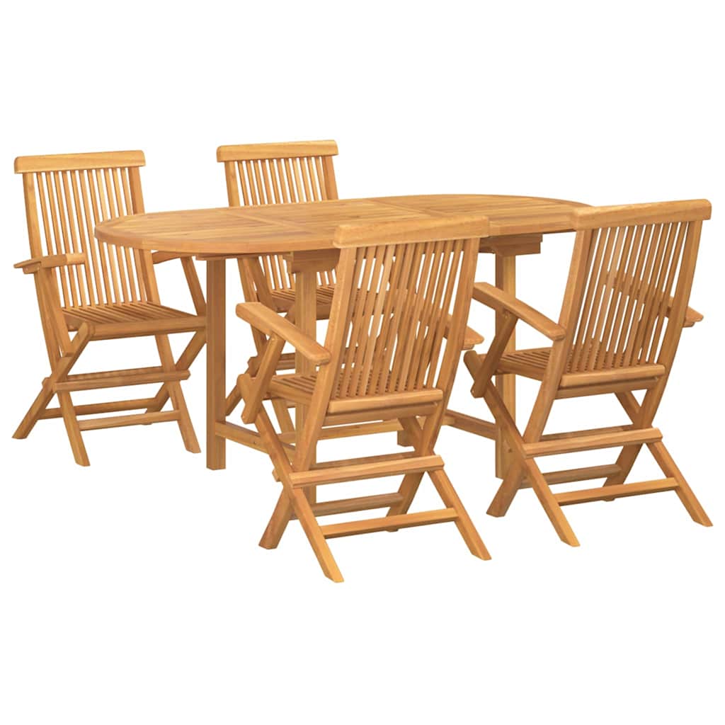 Have Spisebordssæt 5 pcs Brun 160 x 80 x 75 cm Massivt teaktræ