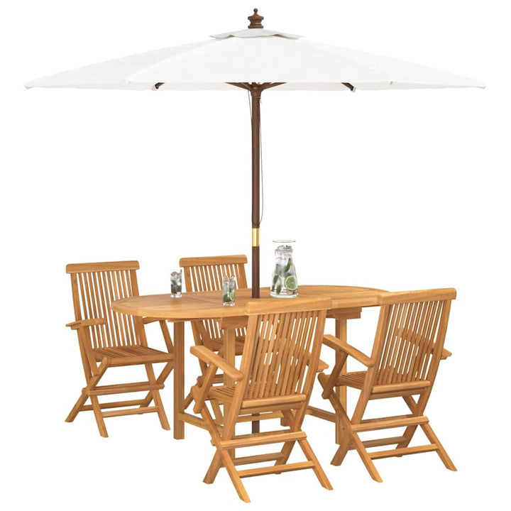 Have Spisebordssæt 5 pcs Brun 160 x 80 x 75 cm Massivt teaktræ