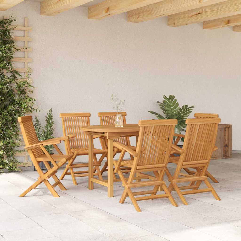Have Spisebordssæt 7 pcs Brun 160 x 80 x 75 cm Massivt teaktræ