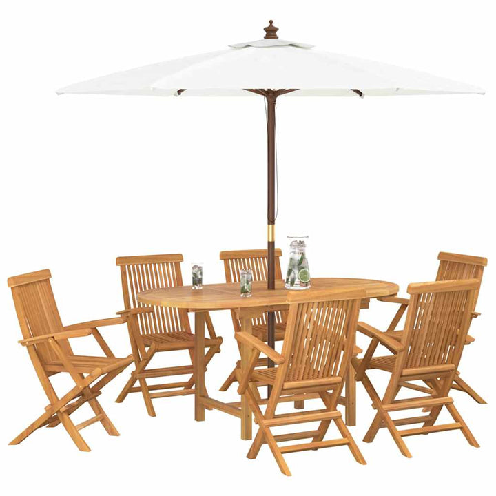 Have Spisebordssæt 7 pcs Brun 160 x 80 x 75 cm Massivt teaktræ