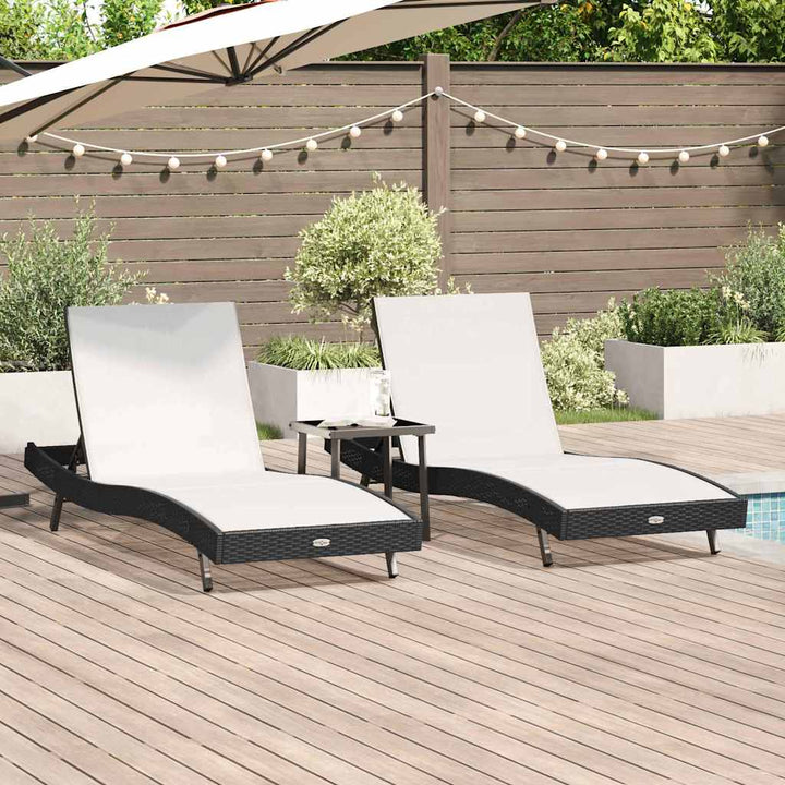 Solsenge 3 pcs Sort og Hvid 40 x 40 x 40.5 cm polyrattan