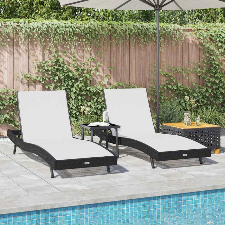 Solsenge 3 pcs Sort og Hvid 40 x 40 x 40.5 cm polyrattan