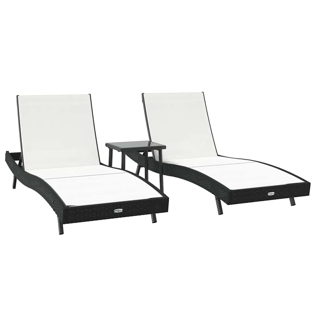Solsenge 3 pcs Sort og Hvid 40 x 40 x 40.5 cm polyrattan