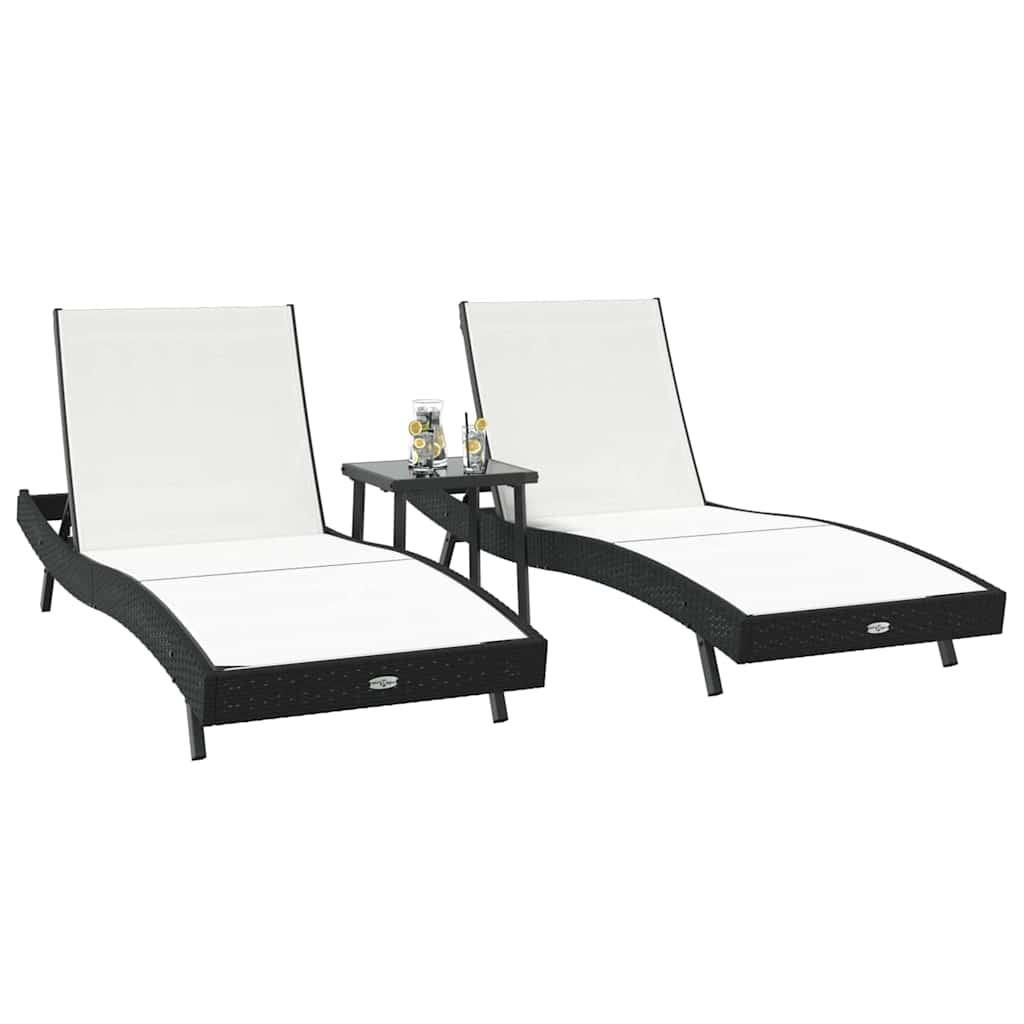 Solsenge 3 pcs Sort og Hvid 40 x 40 x 40.5 cm polyrattan
