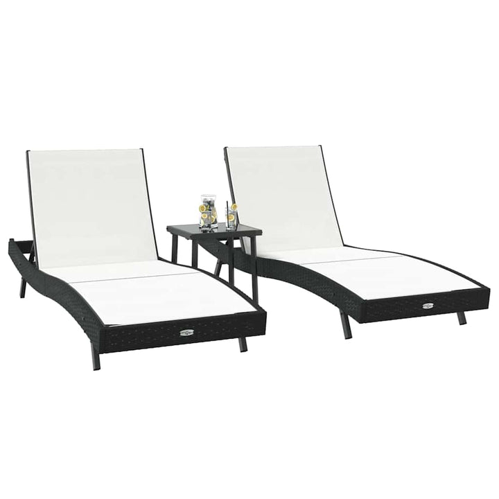 Solsenge 3 pcs Sort og Hvid 40 x 40 x 40.5 cm polyrattan