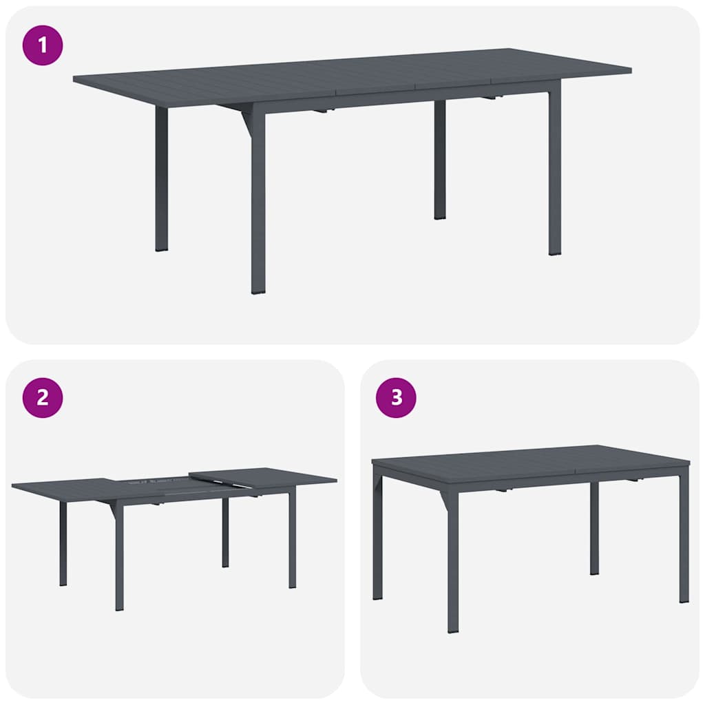 Extension Table 2 pcs Antracit 210 x 90 x 73 cm Stål