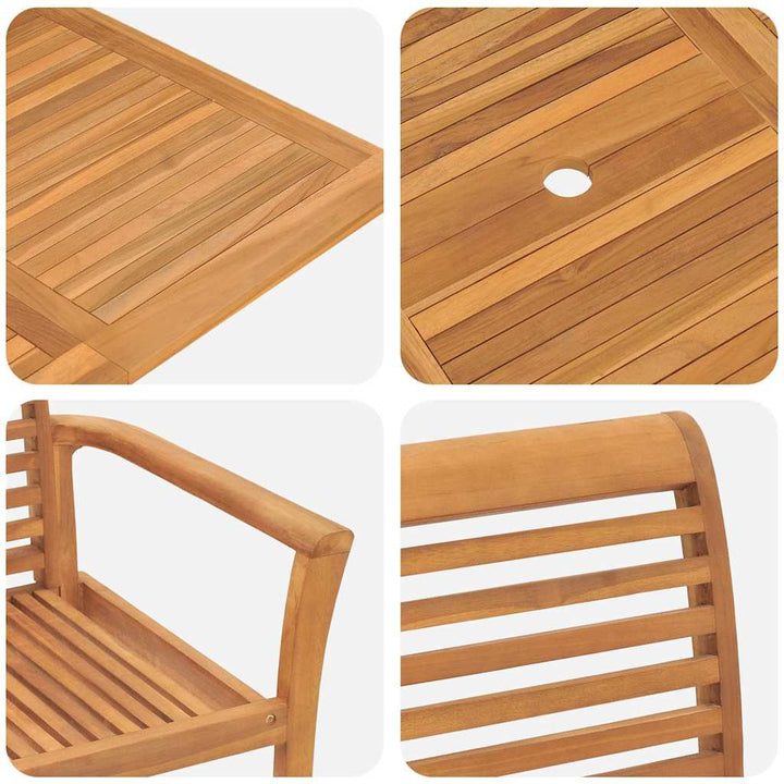 Have Spisebordssæt 7 pcs Brun 200 x 100 x 75 cm Massivt teaktræ