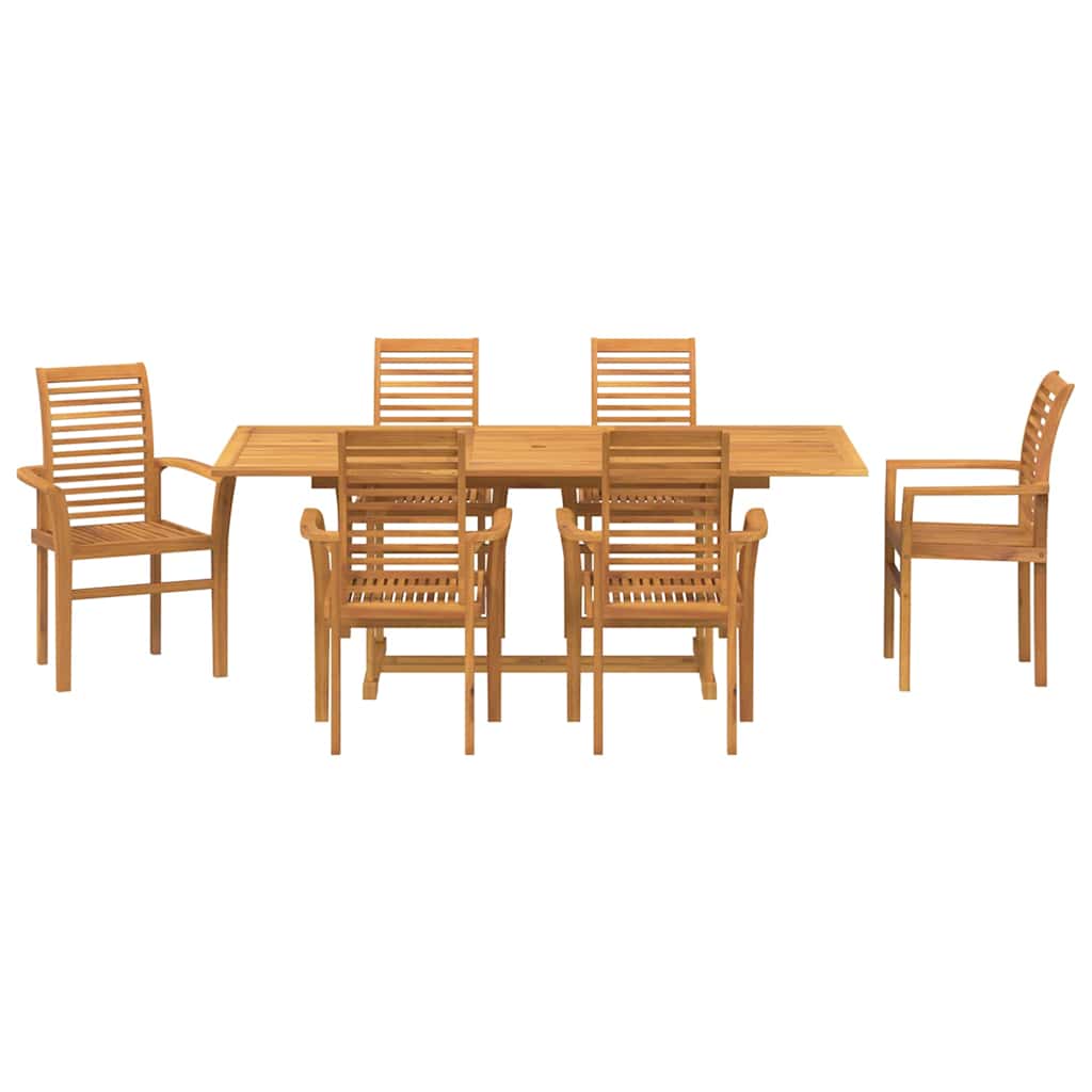Have Spisebordssæt 7 pcs Brun 200 x 100 x 75 cm Massivt teaktræ