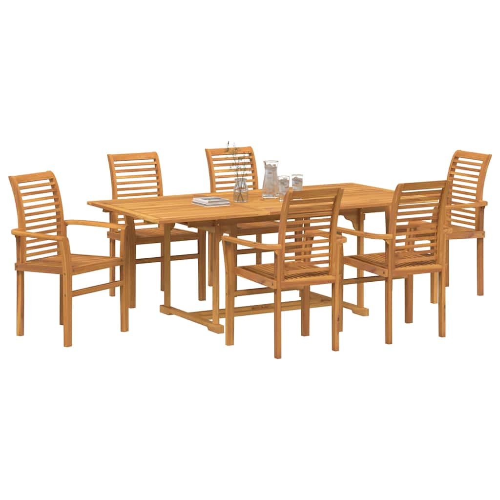 Have Spisebordssæt 7 pcs Brun 200 x 100 x 75 cm Massivt teaktræ