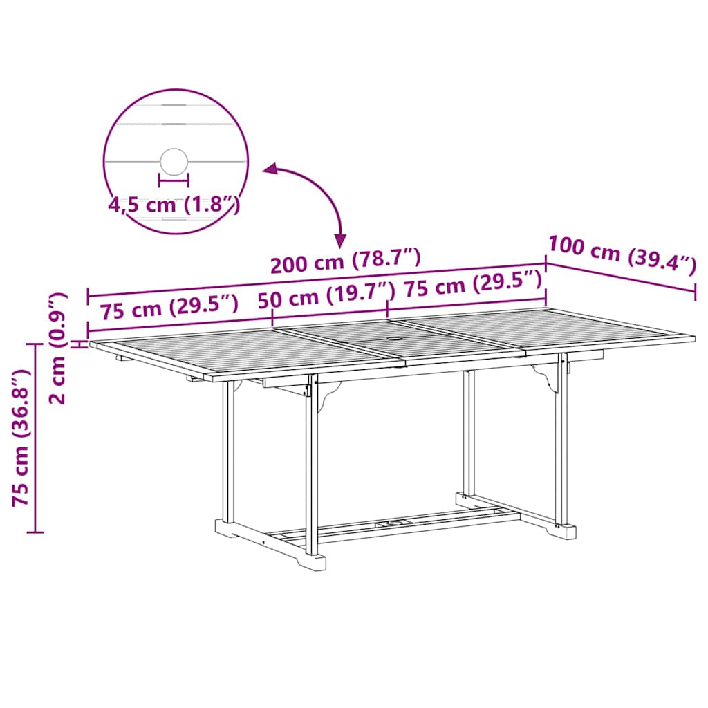Have Spisebordssæt 7 pcs Brun 200 x 100 x 75 cm Massivt teaktræ