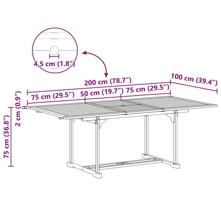 Have Spisebordssæt 7 pcs Brun 200 x 100 x 75 cm Massivt teaktræ