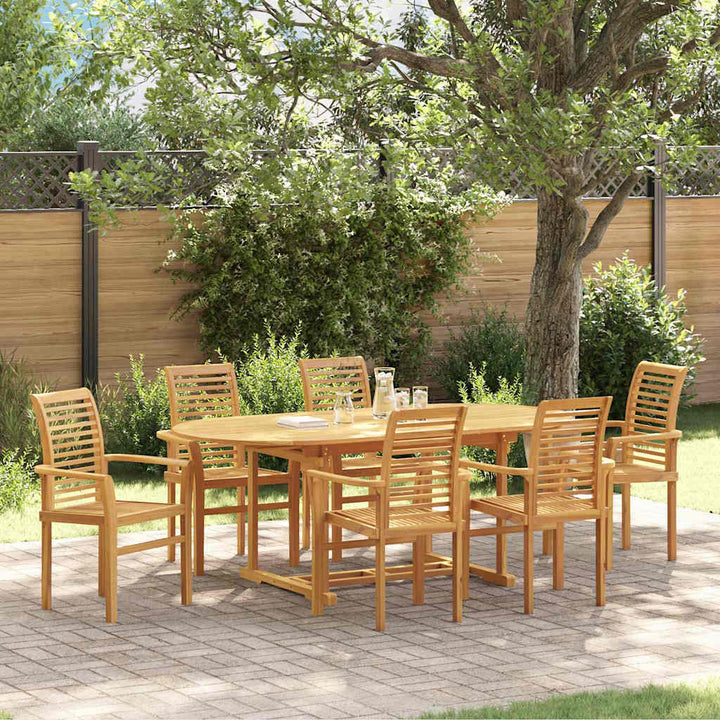 Have Spisebordssæt 7 pcs Brun 200 x 100 x 75 cm Massivt teaktræ