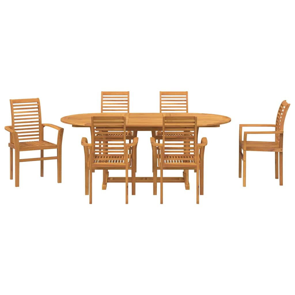 Have Spisebordssæt 7 pcs Brun 200 x 100 x 75 cm Massivt teaktræ