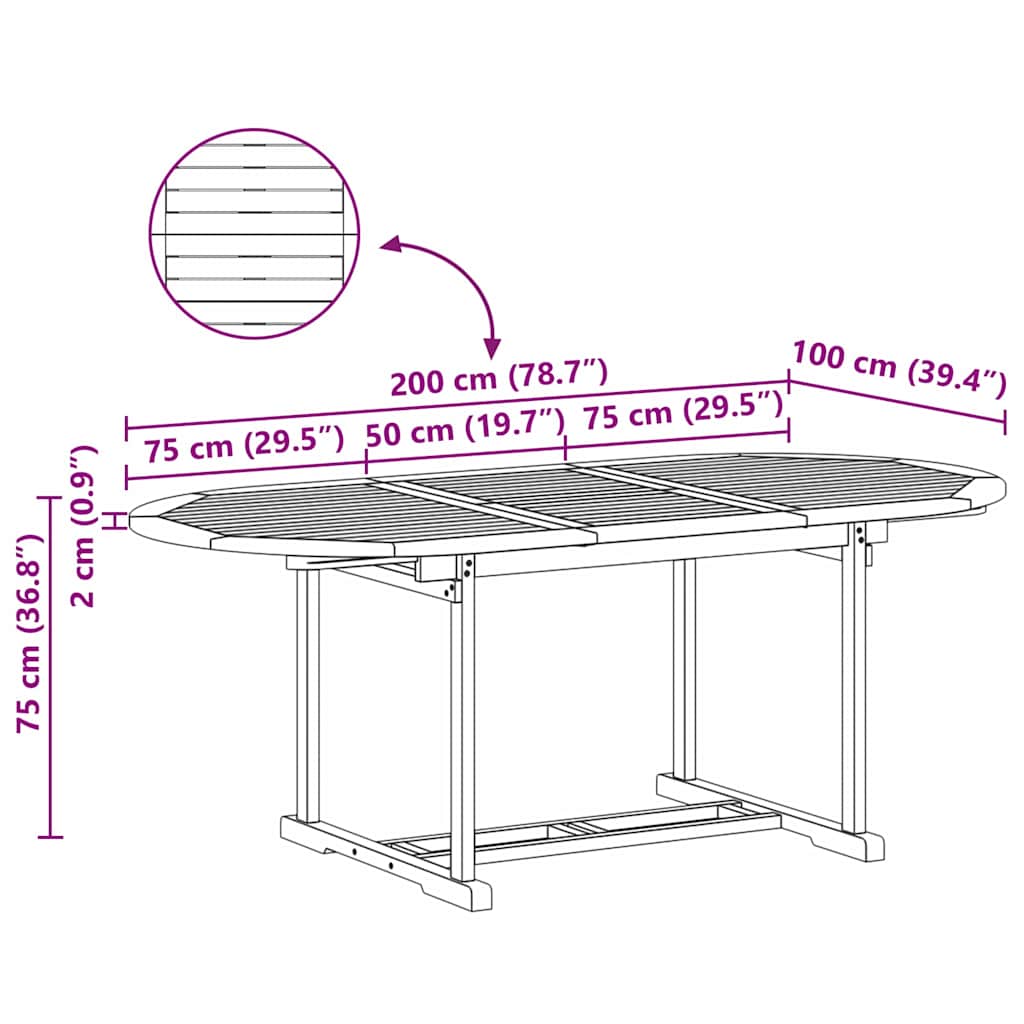 Have Spisebordssæt 7 pcs Brun 200 x 100 x 75 cm Massivt teaktræ