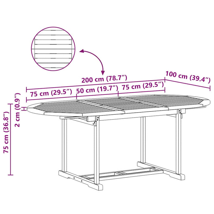 Have Spisebordssæt 7 pcs Brun 200 x 100 x 75 cm Massivt teaktræ