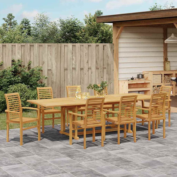 Have Spisebordssæt 9 pcs Brun 280 x 100 x 75 cm Massivt teaktræ