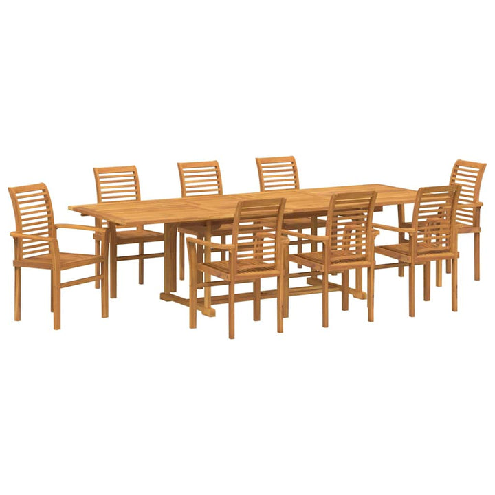 Have Spisebordssæt 9 pcs Brun 280 x 100 x 75 cm Massivt teaktræ