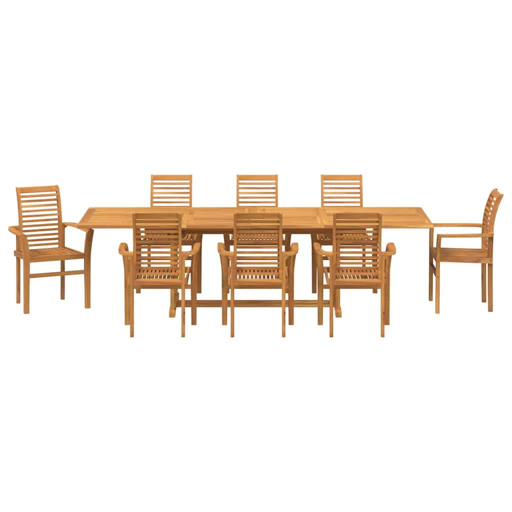 Have Spisebordssæt 9 pcs Brun 280 x 100 x 75 cm Massivt teaktræ