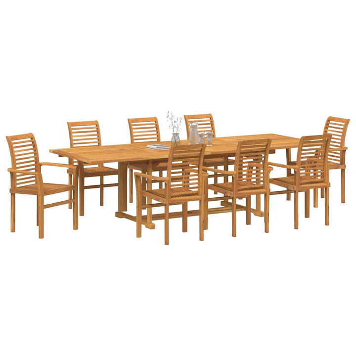 Have Spisebordssæt 9 pcs Brun 280 x 100 x 75 cm Massivt teaktræ