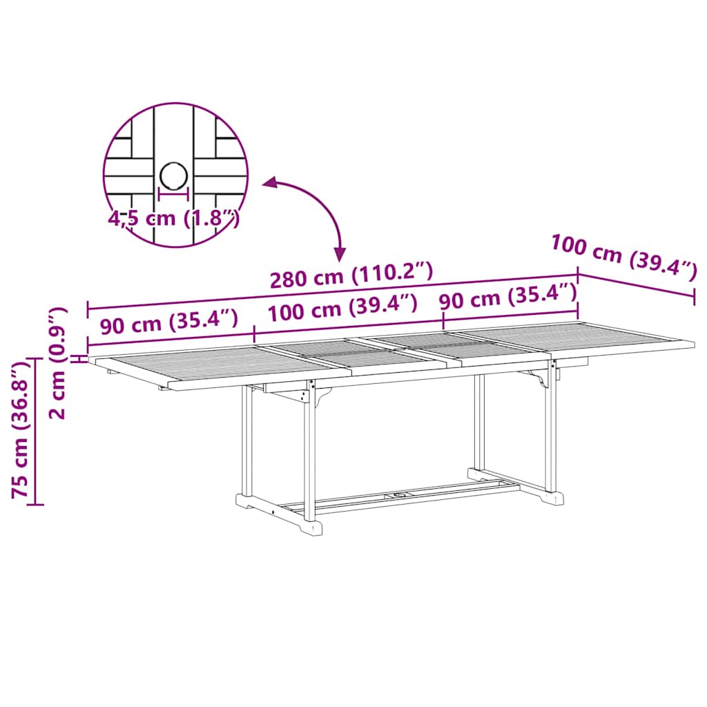 Have Spisebordssæt 9 pcs Brun 280 x 100 x 75 cm Massivt teaktræ