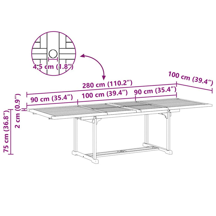 Have Spisebordssæt 9 pcs Brun 280 x 100 x 75 cm Massivt teaktræ