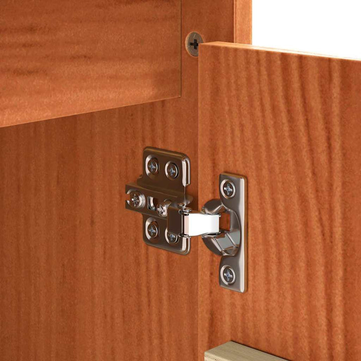 Sideboard med skuffe Brun 111 x 34 x 75 cm Massivt fyrretræ