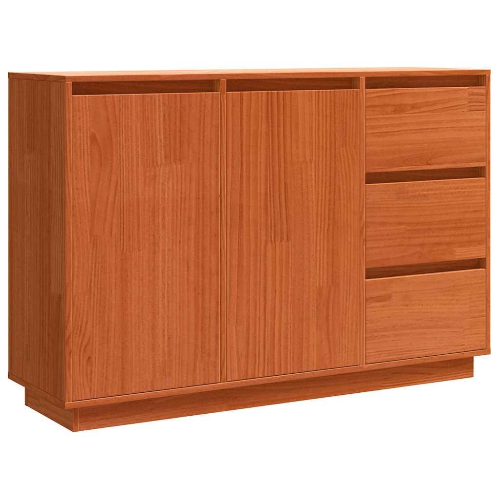 Sideboard med skuffe Brun 111 x 34 x 75 cm Massivt fyrretræ