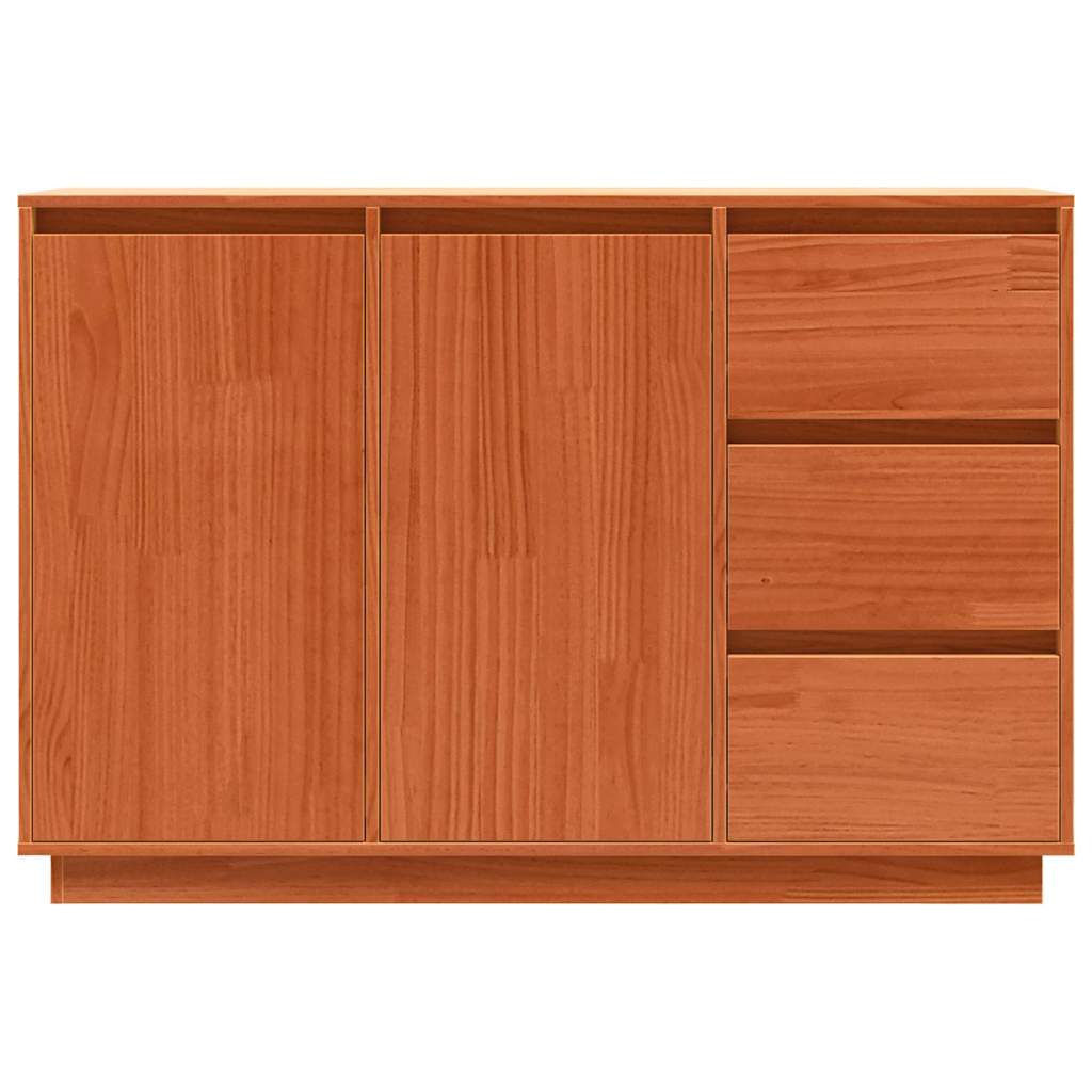 Sideboard med skuffe Brun 111 x 34 x 75 cm Massivt fyrretræ