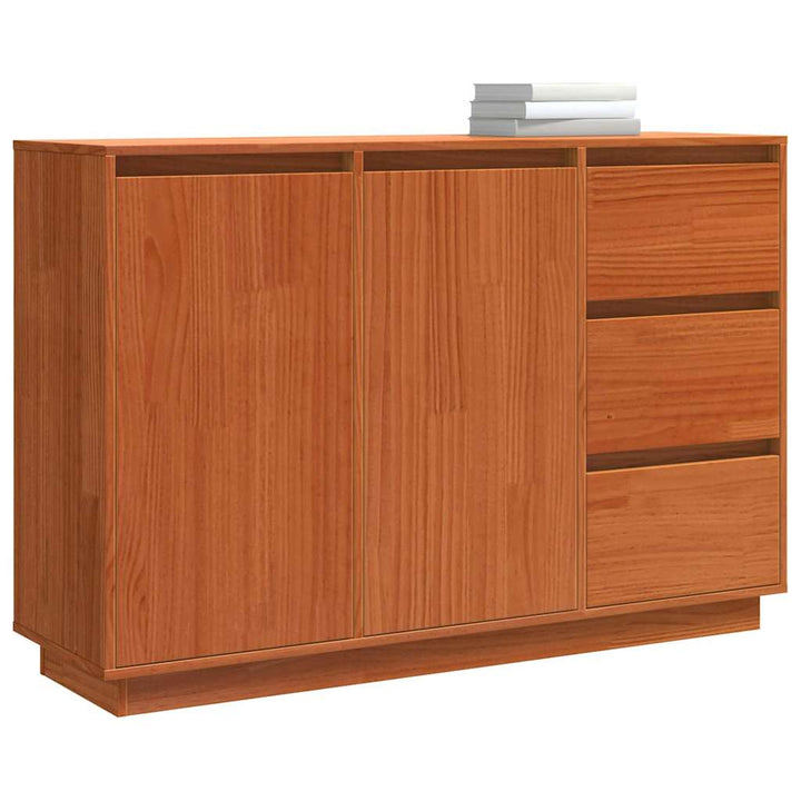 Sideboard med skuffe Brun 111 x 34 x 75 cm Massivt fyrretræ