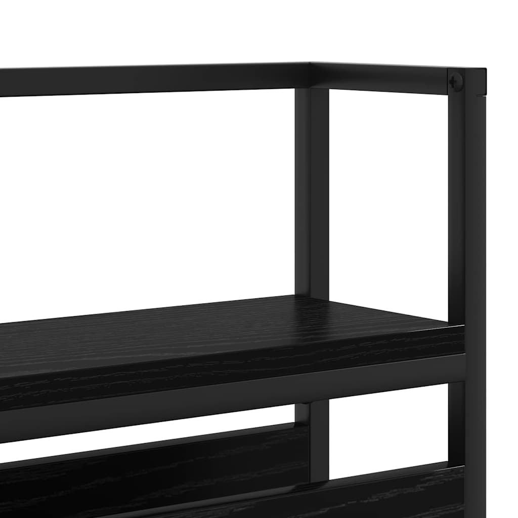 Opbevaringshovedgavl med hylde Sort eg 140 cm Konstrueret træ