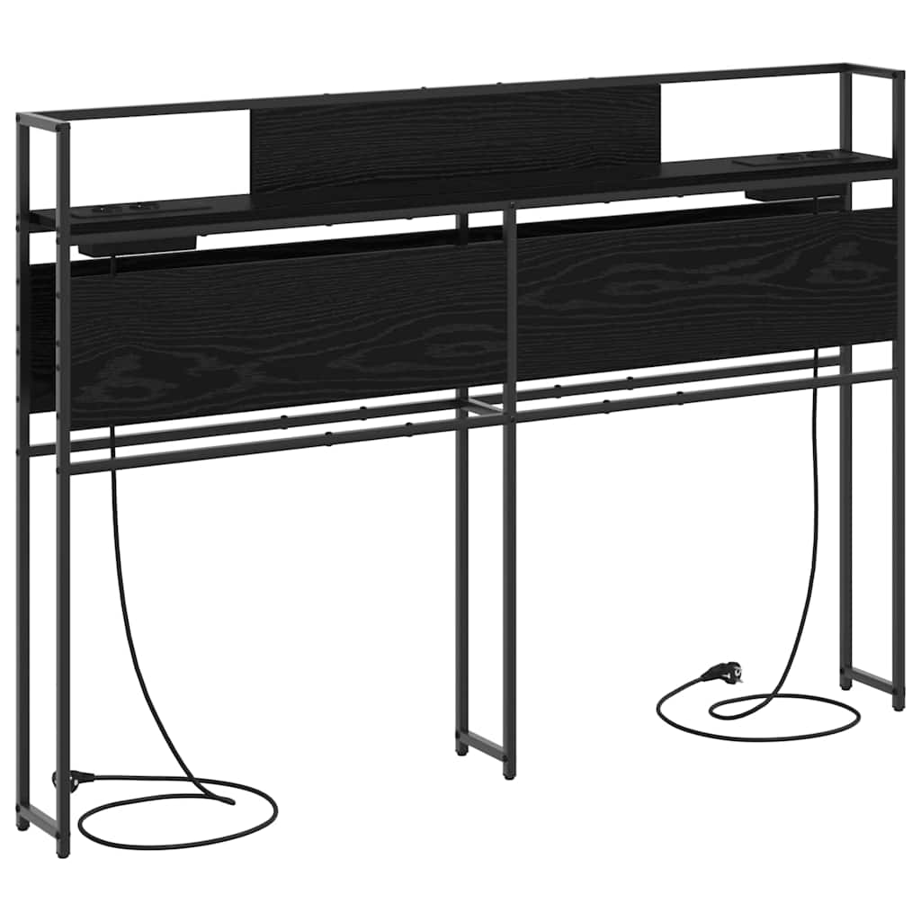 Opbevaringshovedgavl med hylde Sort eg 140 cm Konstrueret træ